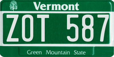 VT license plate ZOT587