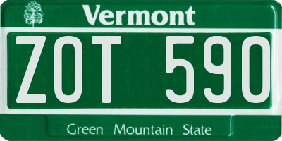 VT license plate ZOT590