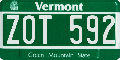 VT license plate ZOT592