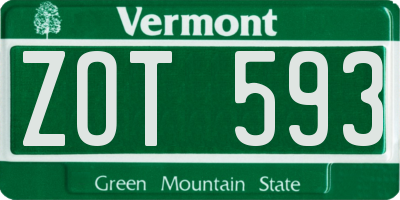 VT license plate ZOT593