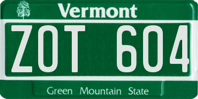 VT license plate ZOT604