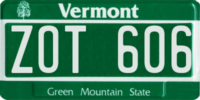 VT license plate ZOT606