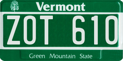 VT license plate ZOT610