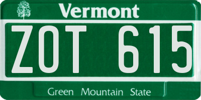 VT license plate ZOT615