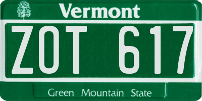 VT license plate ZOT617