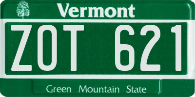 VT license plate ZOT621
