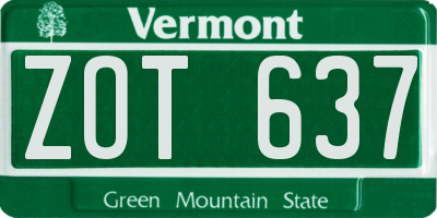 VT license plate ZOT637