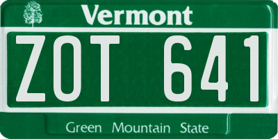VT license plate ZOT641