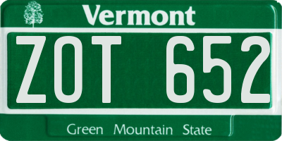 VT license plate ZOT652