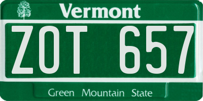 VT license plate ZOT657