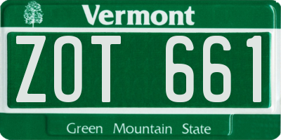 VT license plate ZOT661