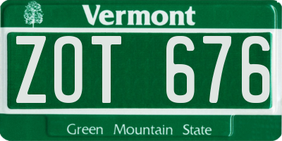 VT license plate ZOT676