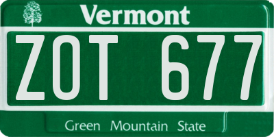 VT license plate ZOT677