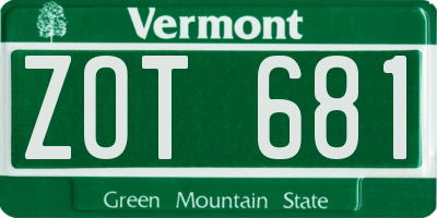 VT license plate ZOT681
