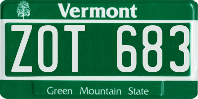VT license plate ZOT683