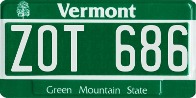 VT license plate ZOT686