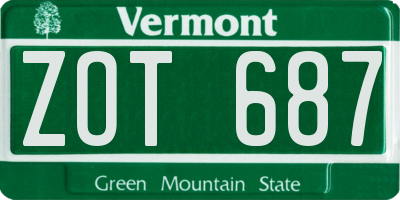 VT license plate ZOT687