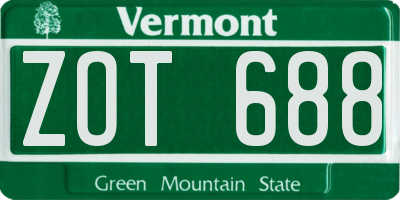 VT license plate ZOT688