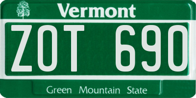 VT license plate ZOT690