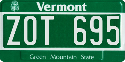 VT license plate ZOT695