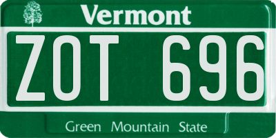 VT license plate ZOT696