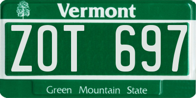 VT license plate ZOT697