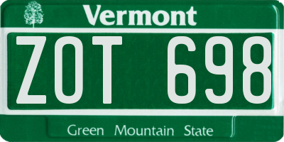 VT license plate ZOT698