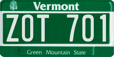 VT license plate ZOT701