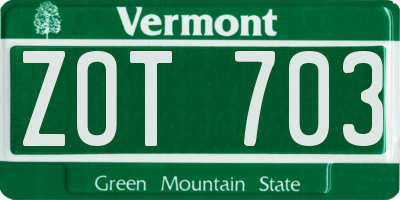 VT license plate ZOT703