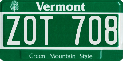 VT license plate ZOT708