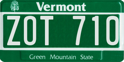 VT license plate ZOT710