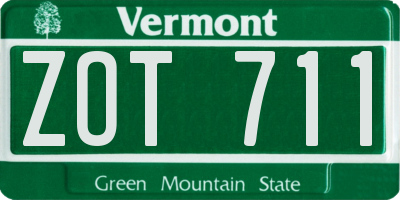 VT license plate ZOT711