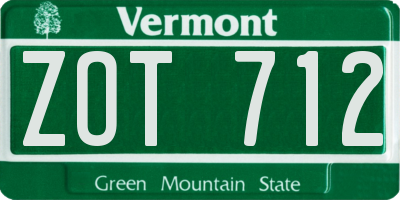 VT license plate ZOT712