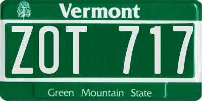 VT license plate ZOT717