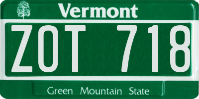 VT license plate ZOT718
