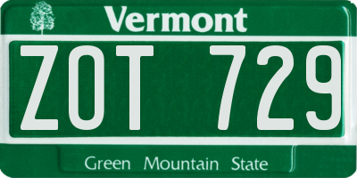 VT license plate ZOT729