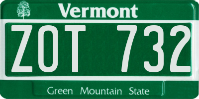 VT license plate ZOT732