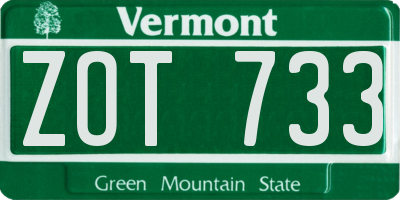 VT license plate ZOT733