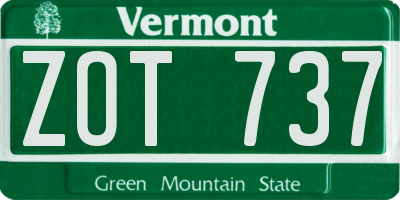 VT license plate ZOT737