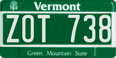 VT license plate ZOT738