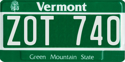 VT license plate ZOT740