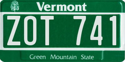 VT license plate ZOT741