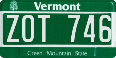 VT license plate ZOT746