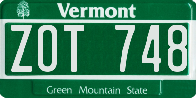 VT license plate ZOT748