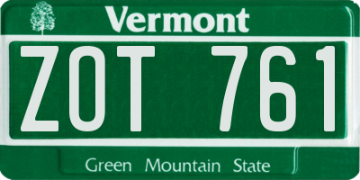 VT license plate ZOT761