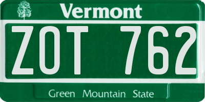 VT license plate ZOT762