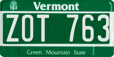 VT license plate ZOT763