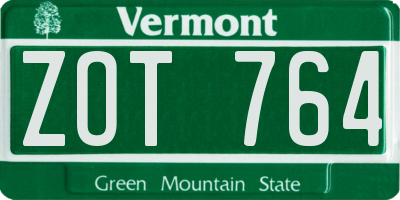 VT license plate ZOT764