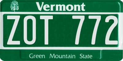 VT license plate ZOT772