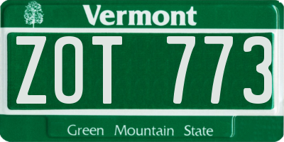 VT license plate ZOT773